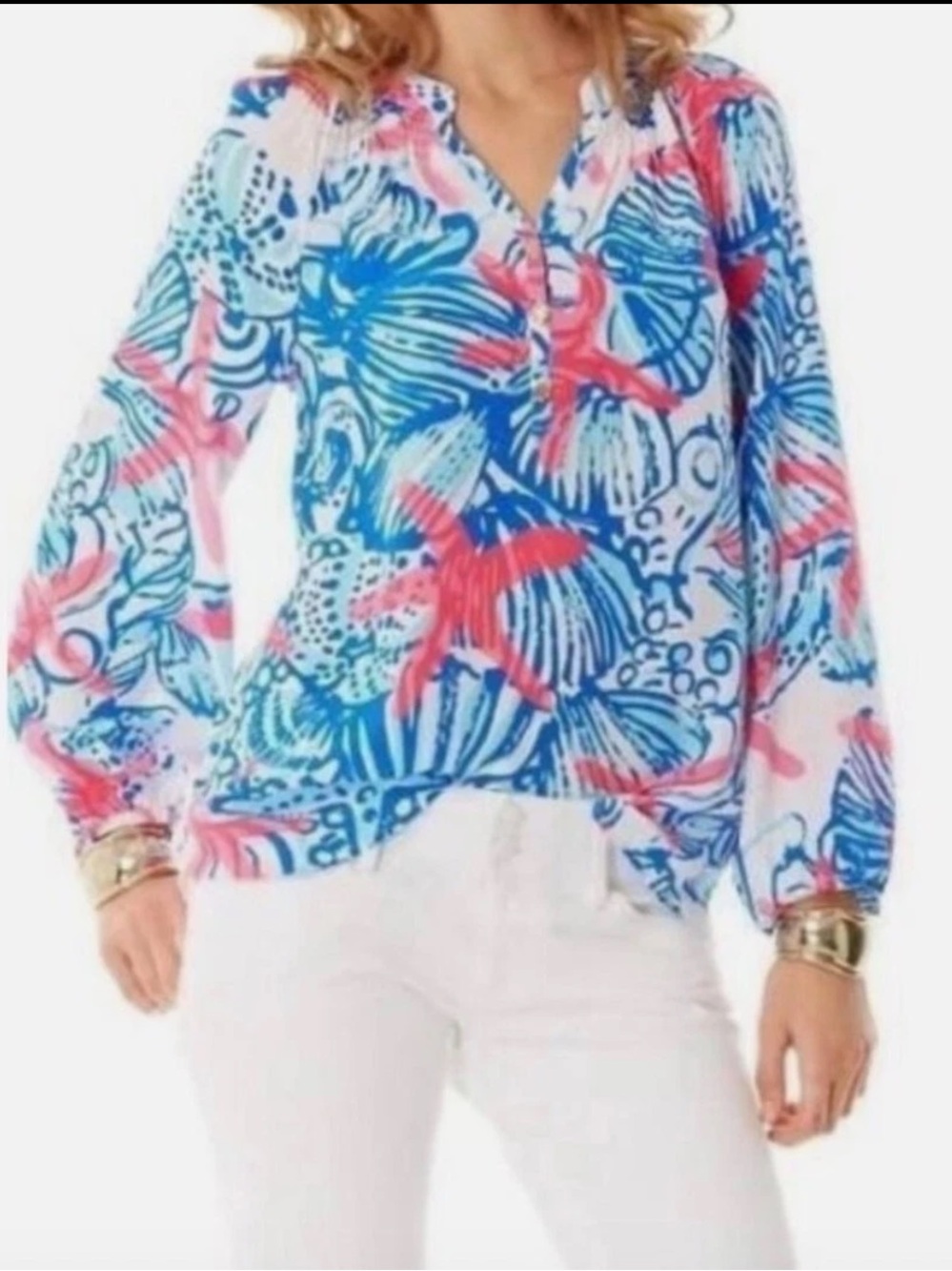 Lilly Pulitzer Elsa Top She She Shells in Resort White Size Small